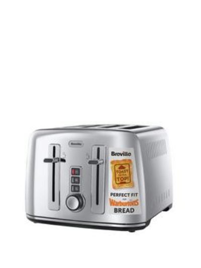 Breville Vtt571 Warburtons 4-Slice Toaster - Polished Stainless Steel Breville Vtt571 Warburtons 4-Slice Toaster - Polished Stainless Steel